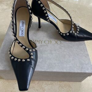 Jimmy Choo ros 65 black leather mules
